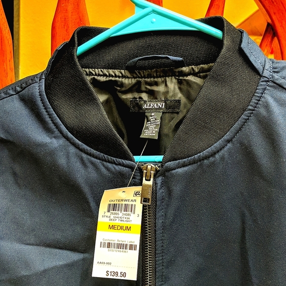 NWT Alfani bomber jacket dark blue men's size medium - Picture 3 of 6